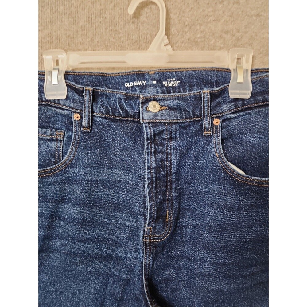 Old Navy Slouchy Wide-Leg Jeans Womens 12 Blue Dark Wash Button Fly NEW - Picture 7 of 12